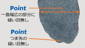 つま先部分に一切縫い目が無い